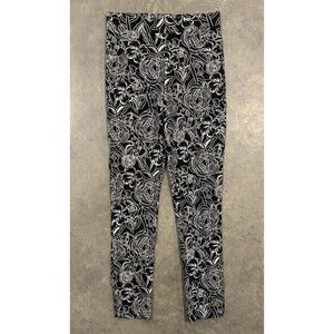 Joseph Ribkoff Pants Womens Sz 2 Black White Floral Monochrome Stretch Trousers